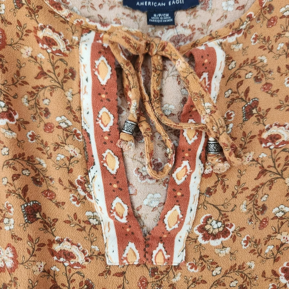 American Eagle‎ Outfitters Peasant Mini Dress Orange Women's Size Small